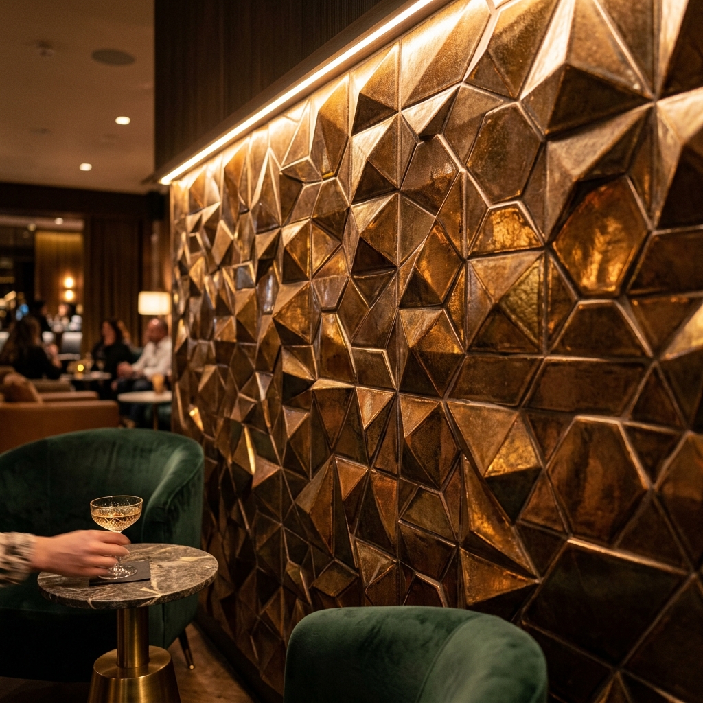 3D Bronze Ceramic Accent Wall