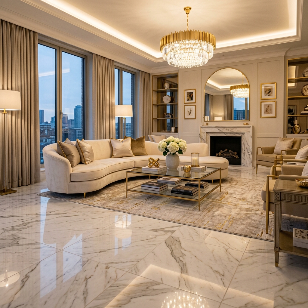 Polished Calacatta Floor Tiles